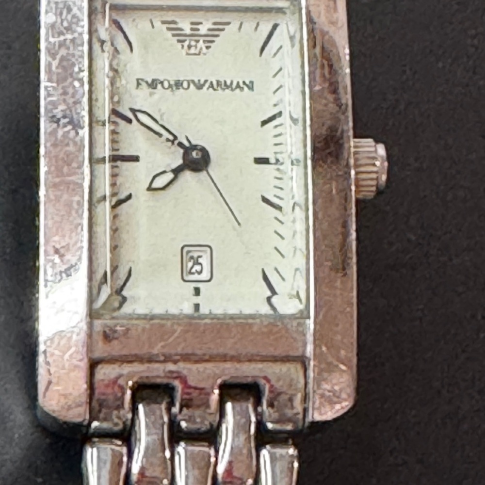 Emporio Armani Rectangular Stainless Steel Watch - Picture 4 of 10
